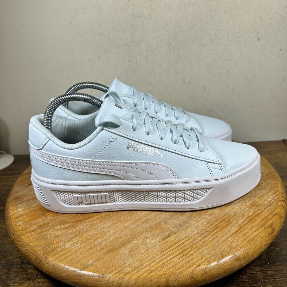 Puma Smash Platform 390758-04 Blue White‎ Shoes Sneakers Womens Size 9.5